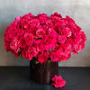 South American Roses gathered together in a XL 12&quot; tall Glass leaf