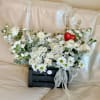 luxury composition in white shade with addition of white ranunculus