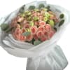 Bouquet of 20 branches of spray roses, spray carnations and eucalyptus.

