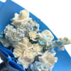 Bouquet for the birth of a boy - blue hydrangea, blue delphinium
