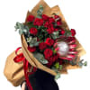 Ideal bouquet with royal protea and red bush rose ️️