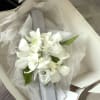 White dendrobium orchid corsage on snap on bracelet