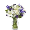Classic white Roses and Lilies with Iris in one kind creations the