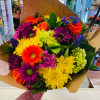A selection of fresh bright and cheerful flowers. Colors and flowers may