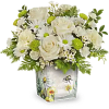 Celebrate them with this captivating white, light yellow, and green bouquet, elegantly