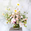 A soft blush, peach, sand color way which express a very gentle