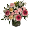 White roses, pink carnations and Daisies as well as more flowers in