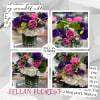 A mix of colors with beautiful flowers in a glass vase with