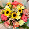 An artistic and Bright colorful arrangement is a pleaser and interesting as