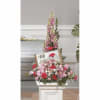 Bible Pedestal Arrangement with pink snapdragons, stargazer lilies, hot pink carnations, pink