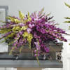 Casket Spray of gladiolus in purple, lavender and green