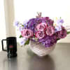 Purple hydrangea with roses and sweet peas 