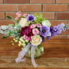 Shades of lavender and periwinkle flowers - delphinium, anemones, mums, micro mums