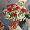 Classic never dies.
1 dozen roses with baby&#039;s breath or just with Eucalyptus