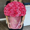 Two kinds of pink roses in a dark pink signature box&mdash;the perfect