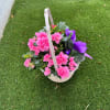 Blossom Harmony Basket is a joyful mix of blooming pink azaleas, violet