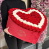 White &amp; red preserved roses in a velvet heart signature box. 
Preserved