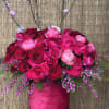Deep colors Hot Pink, Red roses, Peonis Ranunculus
