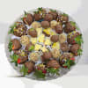 Decadent chocolate covered fruit tray, consisting of chocolate covered strawberries, grapes, and