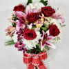 Beautiful Arrangement of Red Roses, Lilies, White Hydrangeas, Alstroemerias, Hypericum, and mixed