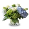 Sky Garden is a refreshing arrangement of neutral premium roses, lush greens