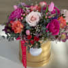 Colorful floral box and touches of fuchsia