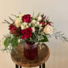 Rose in Red Cut Glass Vase