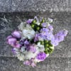 This arrangement is in a 8 inch bubble bowl filled with hydrangeas