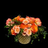 Ten gorgeous garden roses with elegant greenery and peachy spray roses all