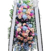 This standing fresh cut flowers wreath has two tiers and is made