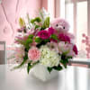 Bouquet will arrive with a 9&quot; pink plush teddy keepsake.