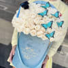 Standard 50 white roses in turquoise box
Deluxe 75 white roses in turquoise
