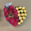 Sweetheart Delight &ndash; Heart-Shaped Bouquet with Fuchsia Pink Roses, Ferrero Rocher Chocolates