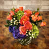 A beautiful bed of green and blue hydrangea, swagged through with the