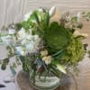 A mix of greens and whites with pops of succulent