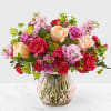 From the vivid hot pink and peach roses to the pale pink