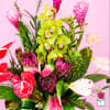 Approx. : 30&quot;H x 18&quot;W
The Beretania Florist Bishop Tropical bouquet is a