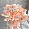 Peach tone flowers bouquet. Photo is Standard size.