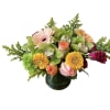Peach roses, green cymbidium orchids, yellow gerbera daisy, peach gerbera daisy, hot