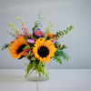Perfect mix of Sunflowers and Barbie Pink blooms