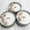 Each candle is hand poured with 6 oz. of all natural soy
