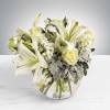Our funeral arrangement in a small glass bubble bowl is a beautiful