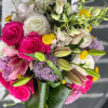 Beautiful Mix of Hot Pink Roses, Lavender Roses, Ranunculus, Lilies, Dendrobium Orchids