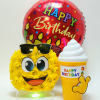 Emoji made with flowers, and a cup. 8&#039;&#039; h. NO BALLOONS. 