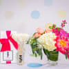 Send this beautiful arrangement with white Hydrangea, roses, vanda orchid and pink