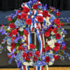 Large classic memorial wreath in red, white and blue.