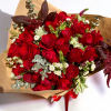 A combination of 24 red roses and greens for a special day.
Deluxe