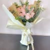 12 Pink roses &amp; eucalyptus with a beautiful rustic wrapped paper and