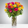 Send an explosion of color with this long-stemmed rose arrangement perfect for