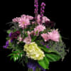 Poppin out of all the green is assortment of purple Moonshade carnations